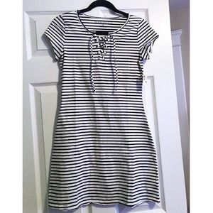 Woman’s Black and White Striped Summer Dress